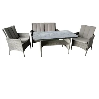 Greemotion Garten-Essgruppe Parma, Gartensitzgruppe, 4 tlg, Gartenlounge-Set grau
