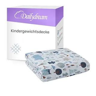 Dailydream Gewichtsdecke für Kinder, beschwerte Decke, Baumwolle oder Fleece, Füllung: Glasperlen, Gleichmäßige Gewichtsverteilung, doppelte Nähte, Handwäsche möglich blau 135 cm x 200 cm