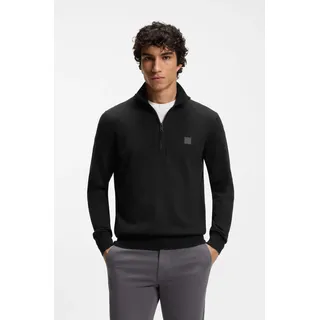 Rollkragenpullover BOSS ORANGE "Kanobix", Herren, Gr. M, blau (dunkelblau404), Strick, Obermaterial: 95% Baumwolle, 5% Kaschmir, unifarben, regular fit normal, hoch geschlossener Ausschnitt, eingesetzt Bündchen mit Reißverschluss, Pullover Rollkragenpullover, Regular fit, Stehkragen mit Reißverschluss, Ton-in-Ton Logo
