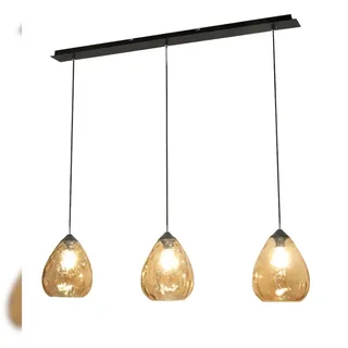 Fabas Luce Gisella 3-flg. 60 W Durchmesser 30 cm Metall und geblasenes Glas Amber