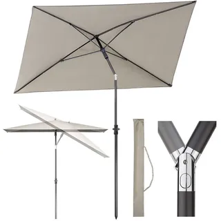 Sekey Sonnenschirm Rechteckig Höhenverstellbar Balkonschirm Knickbar, mit Schutzhülle, LxB: 210,00x140 cm, Sonnenschutz UPF50+, Kippbar, Höhenverstellbar Sonnenschirm Balkon 140 cm x 210,00 cm