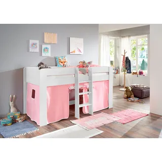 RELITA Hochbett Andi 90 x 200 cm Buche lackiert rosa-weiß