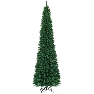 COSTWAY Künstlicher Weihnachtsbaum, 270cm, mit 1500 PVC Nadeln, Metallständer grün Ø 100 cm x 270 cm