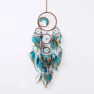 Traumfänger, BetterJonny 80cm Dreamcatcher Blauer Vintage Feder Traumfänger Handgefertigt Dream Catchers im Böhmischen Stil für Wandbehang Wohnkultur Ornamente Handwerk Zimmerdekoration Blau Klassisch