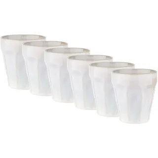 BUTLERS Tasse ohne Henkel 250ml 6er Set Kaffeebecher BERGAMO Steinzeug Geschirr Kaffeetasse Teetasse | Becher Cappuccino Latte Macchiato | Landhausstil, gerippt | Mikrowellen- spülmaschinenfest