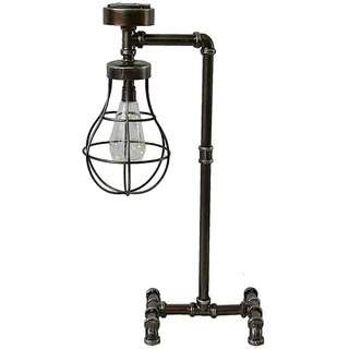 Solar Stehlampe aus Gusseisen im Rohr Design - Vintage Garten Leuchte 57 cm - Industrial LED im Retro Stil