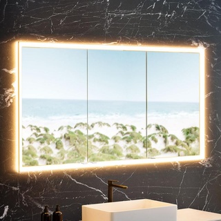 neoro n60 Einbau-Spiegelschrank B: 160 cm mit 3 Türen, mit umlaufender Beleuchtung B: 160 H: 85.6 BN0496MI+BN0480MI