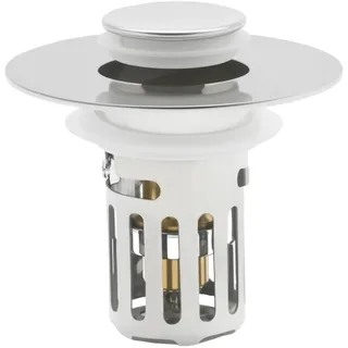 Hoypeyfiy3-in-1 Pop-Up Waschbeckenabfluss-Sieb mit abnehmbarem Edelstahlfilter, Effektiver Haarfänger für 25-46mm Abflusslöcher, Messingmechanismus für Einfache Bedienung
