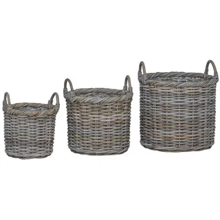 vidaXL Pflanzkorb-Set mit Stauraum 3 Stück 37 x 22 x 20 cm grau