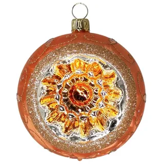 Schatzhauser Weihnachtsbaumkugel Reflexkugel Spitzenbordüre Mandarine orange Eis (1 St), mundgeblasen, handbemalt orange Ø 6 cm