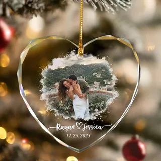 Personalisierte Weihnachtskugeln mit Foto Texte - Kristall Weihnachtskugel Personalisierte Geschenk für Paare, Familie, Freunde - Weihnachtsbaumschmuck Personalisiert Christbaumkugel Deko 2025