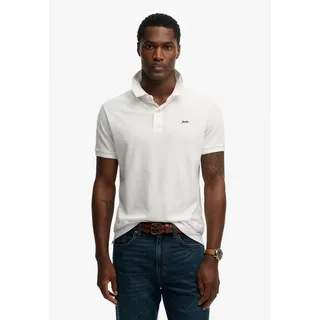 Poloshirt SUPERDRY "CLASSIC PIQUE POLO", Herren, Gr. M, weiß (optic), Piqué, Obermaterial: 100% Baumwolle, unifarben, relaxed fit normal, Rundhals, Shirts, Baumwolle, relaxed fit