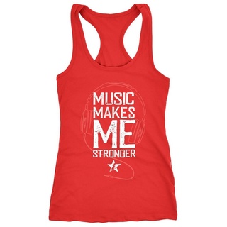 Neverless Tanktop Damen Tank-Top Music makes me Stronger Spruch Statement Racerback Neverless® rot