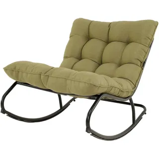 Ambia Garden Gartenschaukelstuhl, Schwarz, Olivgrün, Metall, Textil, 75x81x118 cm, Gartenmöbel, Gartenstühle