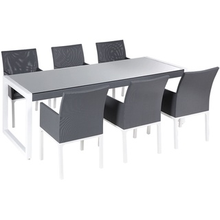 Exklusives Gartenmöbel Set 6 Stühle/Aluminium grau/weiß Bacoli