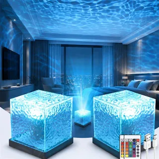 Sternenhimmel Projektor,Ocean Wave Lamp,16 Farben RGB Wasserwellen Lampe | LED Nachttischlampe,Dimming Kristall Nachtlichtlampe,Aurora Light mit Fernbedienung,Rgb Farbwechsel Nachtlicht