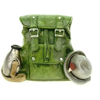 Udo Schmidt Bremen...das Original Spardose Spardose Rucksack 16 cm Polyresin Sparschwein wandern Urlaub Berg bunt