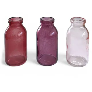 Glasvase 3er Set Bottle klein Ø 5 x 10,5cm | Glasflaschen ROSA