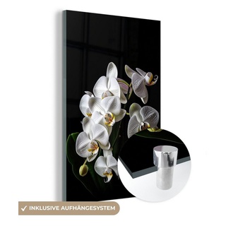 MuchoWow Acrylglasbild Orchidee - Blumen - Weiß - Natur - Schwarz, (1 St), Glasbilder - Bilder auf Glas Wandbild - Foto auf Glas - Wanddekoration bunt 40 cm x 60 cm x 0.5 cm