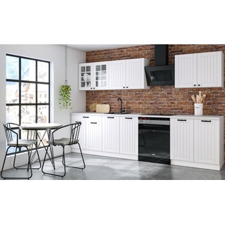 Kuche Küchen-Set Weiß 240cm KÜCHENZEILE KÜCHENBLOCK MODERN Einbauküche mit Arbeitsplatte