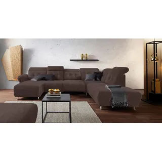 Home Affaire Wohnlandschaft HOME AFFAIRE "Manhattan U-Form", braun, B:345cm H:102cm T:247cm, Luxus Microfaser2 (90% Polyester, 10% Polyamid);Flachgewebe (100% Polyester);Luxus-Microfaser1 (100% Polyester), Sofas, Wohnlandschaft, 2 Sitze mit elektrischer Relaxfunktion, 