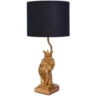 Tischleuchte Löwenfigur Schwarz Gold Nachttischlampe Löwe 50 cm Lampe Skulptur cw216 Palazzo Exklusiv