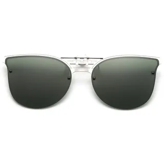 Long Keeper Sonnenbrillen Clip Polarisiert - Clip On Sonnenbrille für Brillenträger, Metall Katzenauge Sonnenbrillen Aufsatz Brille für Damen Herren