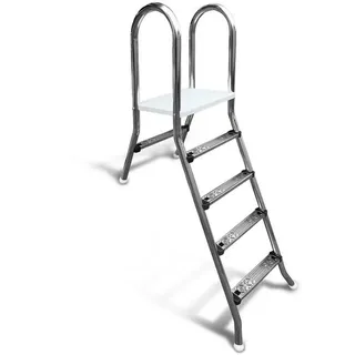 Poolleiter Classic 120/40 cm I 1x4 + 1x1-stufig I V2A Edelstahl Leiter Treppe