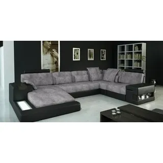 JVmoebel Wohnlandschaft Beige Couch mit Boxspring-Polsterung und verstellbaren Kopfstützen, Made in Europa grau