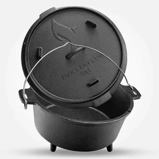 FUNKENFLUG Dutch Oven 9 Liter (9 QT) aus Gusseisen – Feuertopf Set