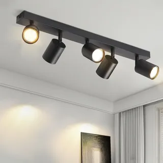 Lichtmaler LED Deckenstrahler 5 Flammig Deckelampe - Deckeleuchte Schwarz GU10 Deckenspots Schwenkbar 350° Spotlight Modern Spots für Flur Wohnzimmer Schlafzimmer, Ohne Leuchtmittel