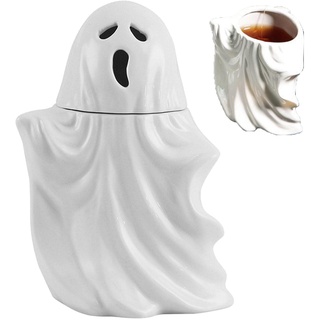 Geister Kaffeetasse 3D Halloween Thema Geistertasse Kaffee 450 Ml Keramik Geister Becher Mit Deckel Keramik Tassen Einzigartiges Neuheitsgeschenk Für Freunde Halloween Tischdekorationen