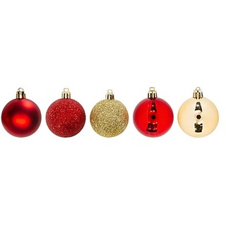 Weihnachtskugeln, rot, gold, 5 cm Ø, 10 Stück