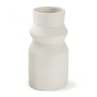 LIVLIG Handgefertigte Vase weiß, Trockenblumenvase, Keramikvase, Dekovase, Tischdeko, Bodenvase, Höhe: 25cm