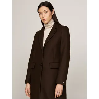 Langmantel TOMMY HILFIGER, Damen, Gr. 36, braun (schwarz coffee), Obermaterial: 68% Wolle, 28% Polyamid, 4% Kaschmir. Futter: 100% Viskose, regular fit, Mäntel, mit Logoprägung