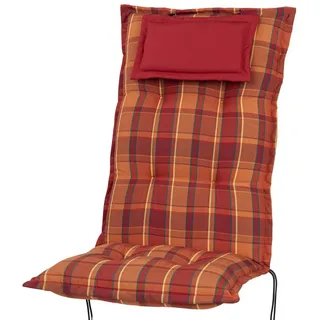 KETTtex Hochlehnerauflage Hochlehner Rom 2136 orange-rot kariert 123x50x9 cm KETTtex, (1 St)