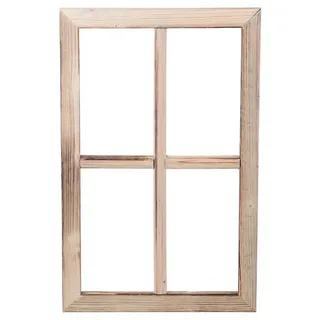 UNUS HOME Wanddekoobjekt Holzfenster Dekoration Altholz (50x32x2cm), Holzfensterrahmen, Dekofensterrahmen, Dekofenster grau