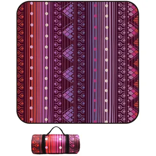 Hearda Moderner Bohème-Stil Faltbar Picknickdecke, Picknickdecke Wasserdicht Isoliert Sandfrei, Outdoor Groß Klein Strandmatte, für Picknick, Strand Camping Teppich (Lila,150x200cm)