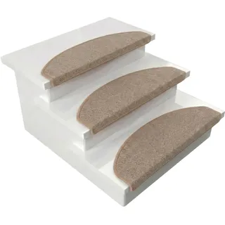 Floordirekt 1x Treppenstufen Matten, Stufenmatten innen für Treppe, Treppenteppich, selbstklebend, Teppich für Treppenstufen, Treppenschutz, Stufenteppich (London, Beige, 65x23 cm, Halbrund)