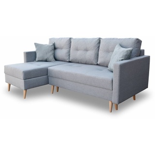FALUN Skandinavisches Ecksofa mit Schlaffunktion mit zwei Containern Grau
