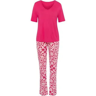 S.OLIVER Damen Pyjama magenta-ecru gemustert Gr.32/34