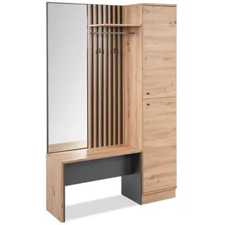 freiraum Kompaktgarderobe Medan in Dekor Artisan Oak / anthrazit - 122x190x37cm (BxHxT)