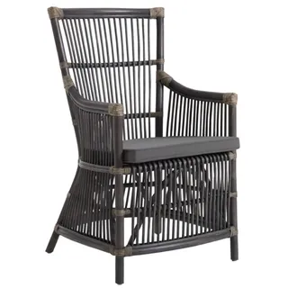 Gartenstuhl Bonete von Brafab aus Rattan mit Kissen, klassischer Boho-Stil, grau, für Outdoor
