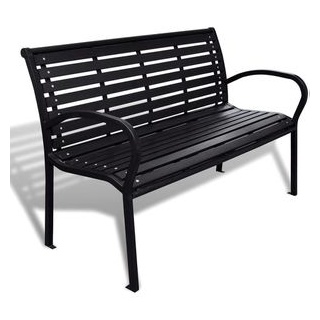 vidaXL Gartenbank 41556, 3-Sitzer, mit Armlehnen, wetterfest, schwarz, Kunststoff