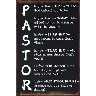 Pastorenschild Preachers or Ministers, Metall-Blechschilder, Pastoren-Poster, religiös, christliches Schild für Zuhause, Büro, Männerhöhle, Wohnzimmer, Wanddekoration, Schild, 30,5 x 20,3 cm