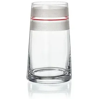 Crystalex Tischvase Vase Dekovase Kristallvase Stripes rot, gelb, blau oder grün 180 mm (1 St., 1 Vase), Kristallglas, handbemalt rot|weiß