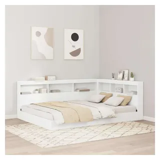 vidaXL Aufbewahrungskopfteil mit Regal Weiß 140 cm Holzwerkstoff