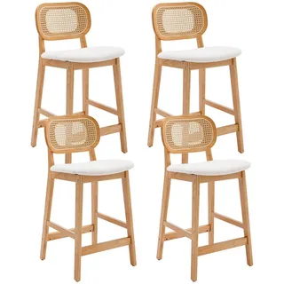 WAHSON OFFICE CHAIRS Barhocker Rattan 2/4er Set, Barstuhl Bistrohocker beige|weiß