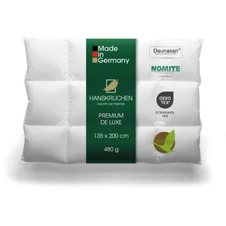 HANSKRUCHEN HANSKRUCHEN® Premium de Luxe Daunendecke 135x200 cm - Leicht / Übergang - Made in Germany Kassettendecke aus 100% Baumwolle - Allergiker geeignet
