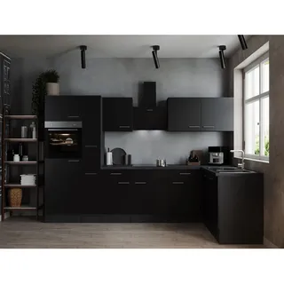 Respekta Winkelküche L-Form 310 x 172 cm Grau Schwarz